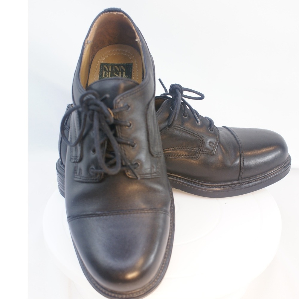 Nunn Bush Mens Black Leather Cap‎ Toe Oxford Dress Shoes 81106-57 Size 9M